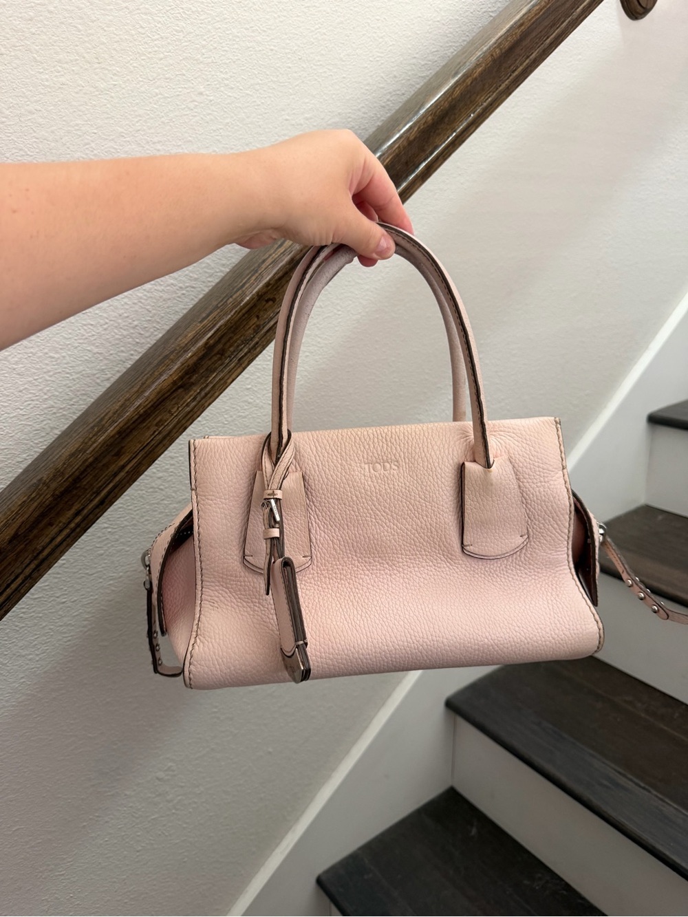 Tods Pale Pink Leather Satchel Mini Tote Crossbody PROJECT BAG FAIR CONDITION